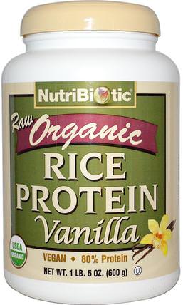 Raw Organic Rice Protein, Vanilla, 1 lb 5 oz (600 g) by NutriBiotic, 補充劑，蛋白質，大米蛋白粉 HK 香港