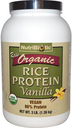 Raw Organic Rice Protein, Vanilla, 3 lb (1.36 kg) by NutriBiotic, 補充劑，蛋白質，大米蛋白粉 HK 香港