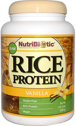 Raw Rice Protein, Vanilla, 1 lb 5 oz (600 g) by NutriBiotic, 補充劑，蛋白質，大米蛋白粉 HK 香港