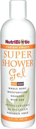 Super Shower Gel, Fresh Fruit, Non-Soap, 12 fl oz (355 ml) by NutriBiotic, 洗澡，美容，沐浴露 HK 香港