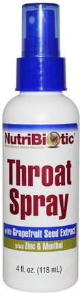 Throat Spray, 4 fl oz (118 ml) by NutriBiotic, 補充劑，葡萄柚籽提取物，感冒和病毒，喉嚨護理噴霧 HK 香港