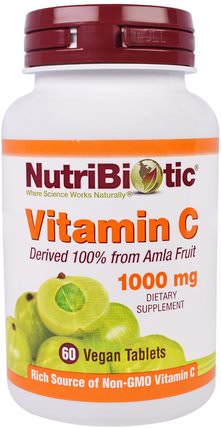 Vitamin C, 1000 mg, 60 Vegan Tablets by NutriBiotic, 維生素，維生素c HK 香港