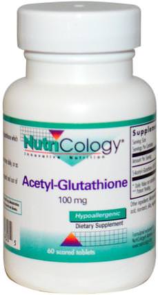 Acetyl-Glutathione, 100 mg, 60 Scored Tablets by Nutricology, 補充劑，l穀胱甘肽 HK 香港