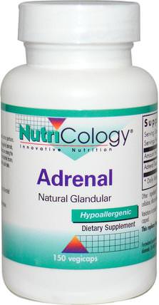 Adrenal, Natural Glandular, 150 Veggie Caps by Nutricology, 補充劑，腎上腺，牛產品 HK 香港
