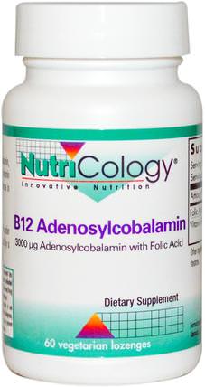 B12 Adenosylcobalamin, 60 Veggie Lozenges by Nutricology, 補充劑，輔酶b維生素，維生素b，維生素b12 HK 香港