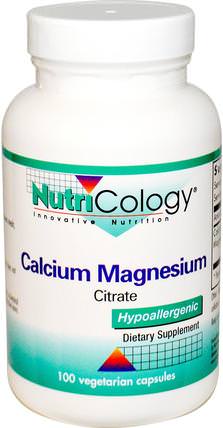 Calcium Magnesium, Citrate, 100 Veggie Caps by Nutricology, 補充劑，礦物質，鈣和鎂 HK 香港