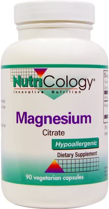 Magnesium Citrate, 90 Veggie Caps by Nutricology, 補充劑，礦物質，檸檬酸鎂 HK 香港