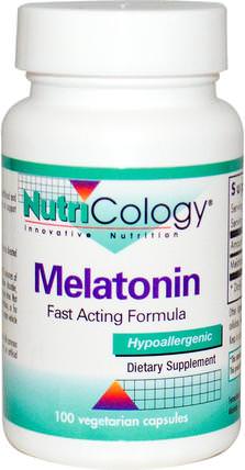 Melatonin, Fast Acting Formula, 100 Veggie Caps by Nutricology, 補充劑，睡眠，褪黑激素 HK 香港