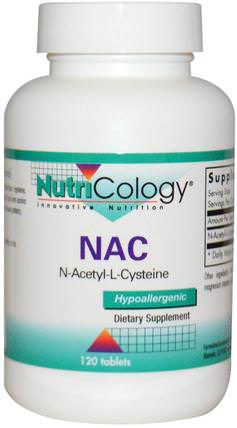 NAC, N-Acetyl-L-Cysteine, 120 Tablets by Nutricology, 補充劑，氨基酸，nac（n乙酰半胱氨酸） HK 香港