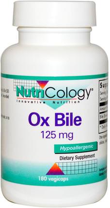 Ox Bile, 125 mg, 180 Vegicaps by Nutricology, 補充劑，牛製品，酶，膽汁酸 HK 香港