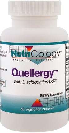 Quellergy with L. Acidophilus L-92, 60 Vegetarian Capsules by Nutricology, 補充劑，益生菌 HK 香港