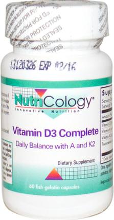 Vitamin D3 Complete, 60 Fish Gelatin Capsules by Nutricology, 維生素，維生素D3 HK 香港