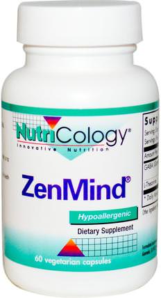 ZenMind, 60 Veggie Caps by Nutricology, 補充劑，gaba（γ氨基丁酸），茶氨酸 HK 香港