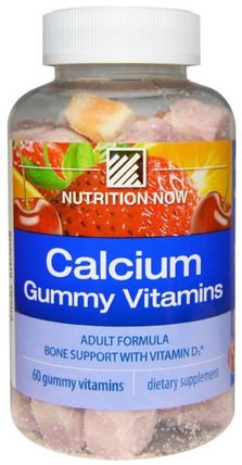 Calcium Gummy Vitamins, Adult Formula, Orange, Cherry & Strawberry, 60 Gummy Vitamins by Nutrition Now, 熱敏感產品，維生素，維生素D gummies HK 香港