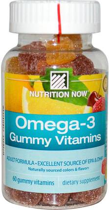 Omega-3 Gummy Vitamins, Adult Formula, 60 Gummy Vitamins by Nutrition Now, 補充劑，efa omega 3 6 9（epa dha），dha，epa，熱敏產品 HK 香港