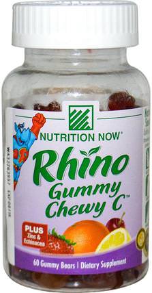 Rhino, Gummy Chewy C, Plus Zinc & Echinacea, 60 Gummy Bears by Nutrition Now, 熱敏感產品，維生素，維生素C gummies HK 香港