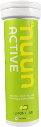 Active, Natural Electrolyte Enhanced Supplement, Lemon+Lime, 10 Tablets by Nuun, 運動，電解質飲料補水 HK 香港