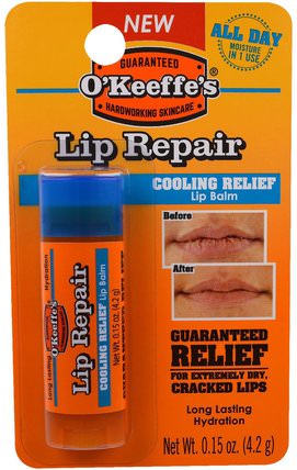 Lip Repair, Cooling Relief Lip Balm, 0.15 oz (4.2 g) by OKeeffes, 洗澡，美容，唇部護理 HK 香港