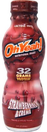 Nutritional Shake, Strawberries & Creme, 14 fl oz (414 ml) by Oh Yeah!, 補充劑，蛋白質奶昔 HK 香港
