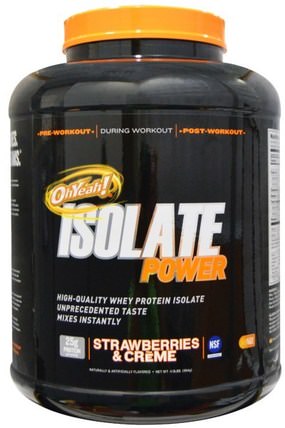 OhYeah! Isolate Power Strawberries & Creme, 4 lbs (1814 g) by Oh Yeah!, 補充劑，乳清蛋白，鍛煉 HK 香港