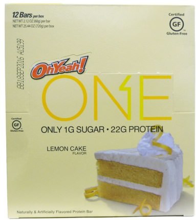 One Bar, Lemon Cake Flavor, 12 Bars, 2.12 oz (60 g) Each by Oh Yeah!, 運動，蛋白質棒 HK 香港