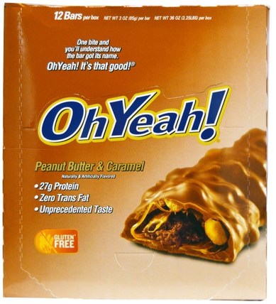 Protein Bar, Peanut Butter & Caramel, 12 Bars, 3 oz (85 g) Each by Oh Yeah!, 運動，蛋白質棒 HK 香港