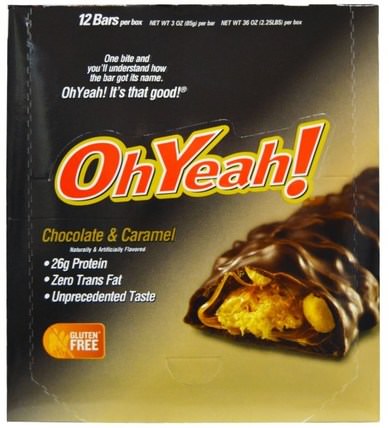 Protein Bars, Chocolate & Caramel, 12 Bars, 3 oz (85 g) by Oh Yeah!, 運動，蛋白質棒 HK 香港