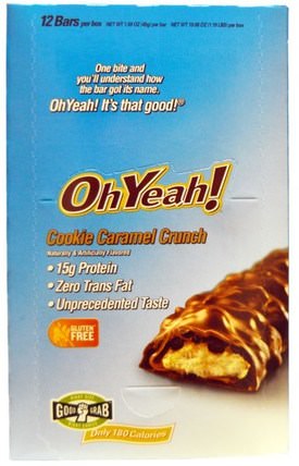 Protein Bars, Cookie Caramel Crunch, 12 Bars, 1.59 oz (45 g) Per Bar by Oh Yeah!, 運動，蛋白質棒 HK 香港