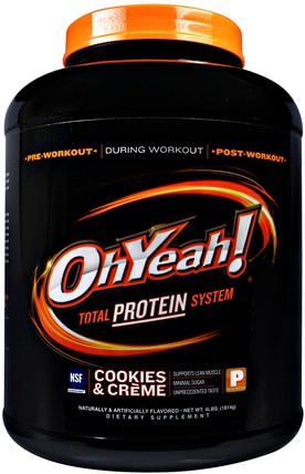 Total Protein System, Cookies & Creme, 4 lbs (1814 g) by Oh Yeah!, 補充劑，乳清蛋白，鍛煉 HK 香港