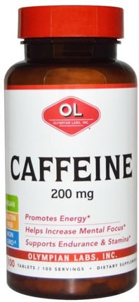 200 mg, 100 Tablets by Olympian Labs Caffeine, 健康，精力 HK 香港