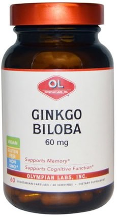 60 mg, 60 Veggie Caps by Olympian Labs Ginkgo Biloba, 草藥，銀杏葉 HK 香港