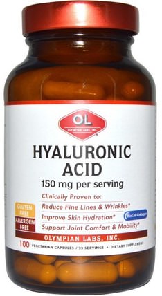 150 mg, 100 Veggie Caps by Olympian Labs Hyaluronic Acid, 健康，骨骼，骨質疏鬆症，膠原蛋白，美容，抗衰老，透明質酸 HK 香港