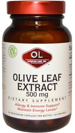 500 mg, 60 Veggie Caps by Olympian Labs Olive Leaf Extract, 健康，感冒流感和病毒，橄欖葉，免疫系統 HK 香港