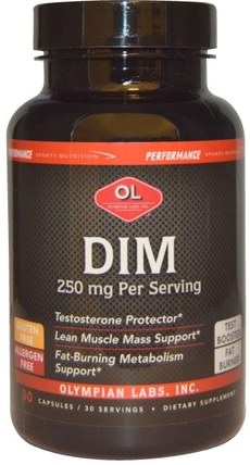 DIM, 250 mg, 30 Capsules by Olympian Labs Performance Sports Nutrition, 健康，男性，睾丸激素，補充劑，二吲哚基甲烷（昏暗） HK 香港