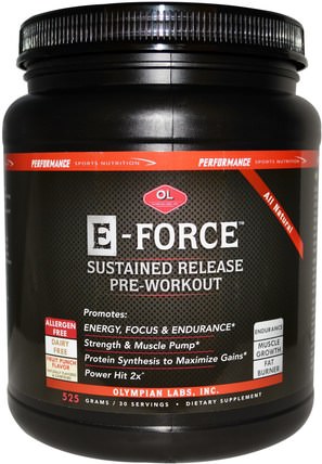E- Force Pre-Workout, Fruit Punch Flavor, 525 g by Olympian Labs Performance Sports Nutrition, 運動，鍛煉，肌肉 HK 香港