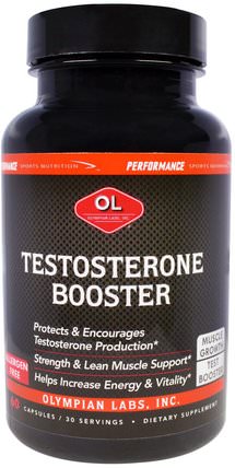 Testosterone Booster, 60 Capsules by Olympian Labs Performance Sports Nutrition, 健康，男人，睾丸激素，能量 HK 香港