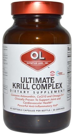60 Softgel by Olympian Labs Ultimate Krill Complex, 補充劑，efa omega 3 6 9（epa dha），磷蝦油 HK 香港
