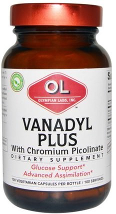 100 Veggie Caps by Olympian Labs Vanadyl Plus with Chromium Picolinate, 補充劑，硫酸氧釩釩 HK 香港