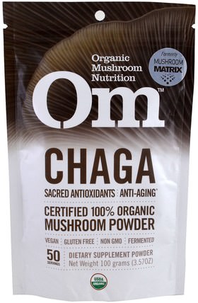 Chaga, Mushroom Powder, 3.57 oz (100 g) by Organic Mushroom Nutrition, 補充劑，藥用蘑菇 HK 香港