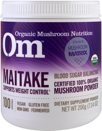 Maitake, Mushroom Powder, 7.14 oz (200 g) by Organic Mushroom Nutrition, 補充劑，藥用蘑菇 HK 香港