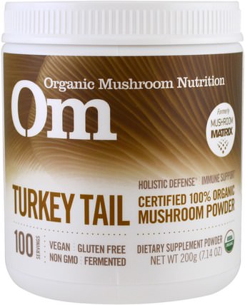Turkey Tail, Mushroom Powder, 7.14 oz (200 g) by Organic Mushroom Nutrition, 補充劑，藥用蘑菇 HK 香港