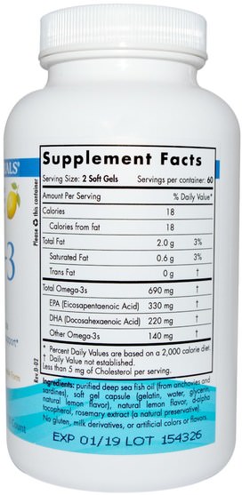 健康 - Nordic Naturals, Omega-3, Lemon, 690 mg, 120 Soft Gels