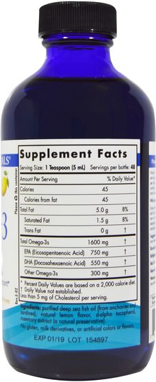 健康 - Nordic Naturals, Omega-3, Lemon, 8 fl oz (237 ml)