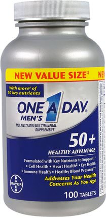 Mens 50+, Healthy Advantage, Multivitamin/Multimineral Supplement, 100 Tablets by One-A-Day, 維生素，多種維生素 - 老年人，男性多種維生素 HK 香港