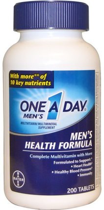 One A Day Mens, Mens Health Formula, Multivitamin/Multimineral, 200 Tablets by One-A-Day, 維生素，男性多種維生素 HK 香港