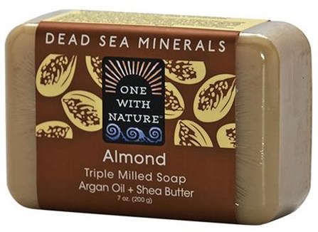Almond Soap Bar, 7 oz (200 g) by One with Nature, 洗澡，美容，肥皂，摩洛哥堅果 HK 香港