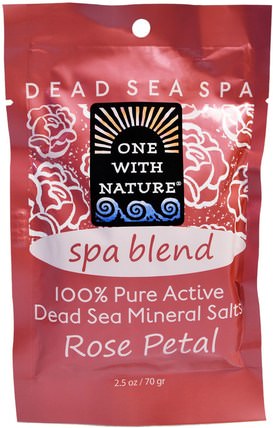 Dead Sea Mineral Salts, Spa Blend, Rose Petal, 2.5 oz (70 g) by One with Nature, 洗澡，美容，浴鹽 HK 香港