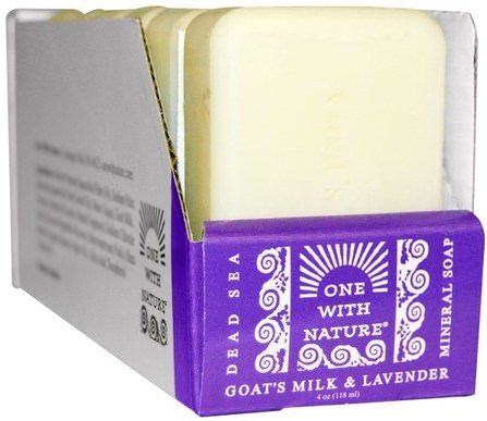 Dead Sea Mineral Soap, Goats Milk & Lavender, 6 Bars, 4 oz Each by One with Nature, 洗澡，美容，肥皂 HK 香港