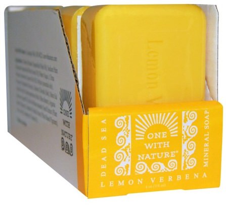 Dead Sea Mineral Soap, Lemon Verbena, 6 Bars, 4 oz Each by One with Nature, 洗澡，美容，肥皂，摩洛哥堅果浴 HK 香港