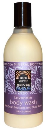 Lavender Body Wash with Dead Sea Salt and Shea Butter, 12 fl oz (350 ml) by One with Nature, 洗澡，美容，沐浴露 HK 香港